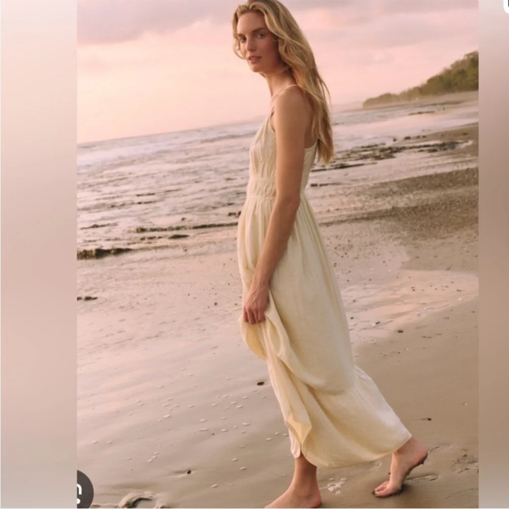 PACT Women's Smocked Waist Maxi Dress organic cotton XL - Picture 2 of 7